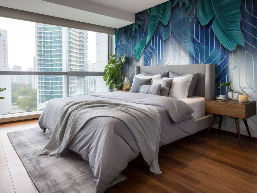 Feuilles vertes et lignes vertes graphiques