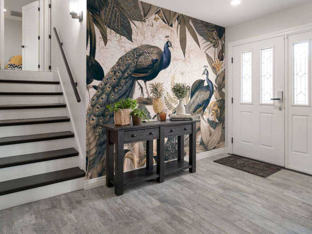 Rêverie vintage paon bleu beige