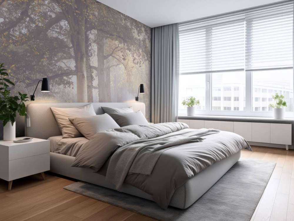 Route brumeuse avec des arbres