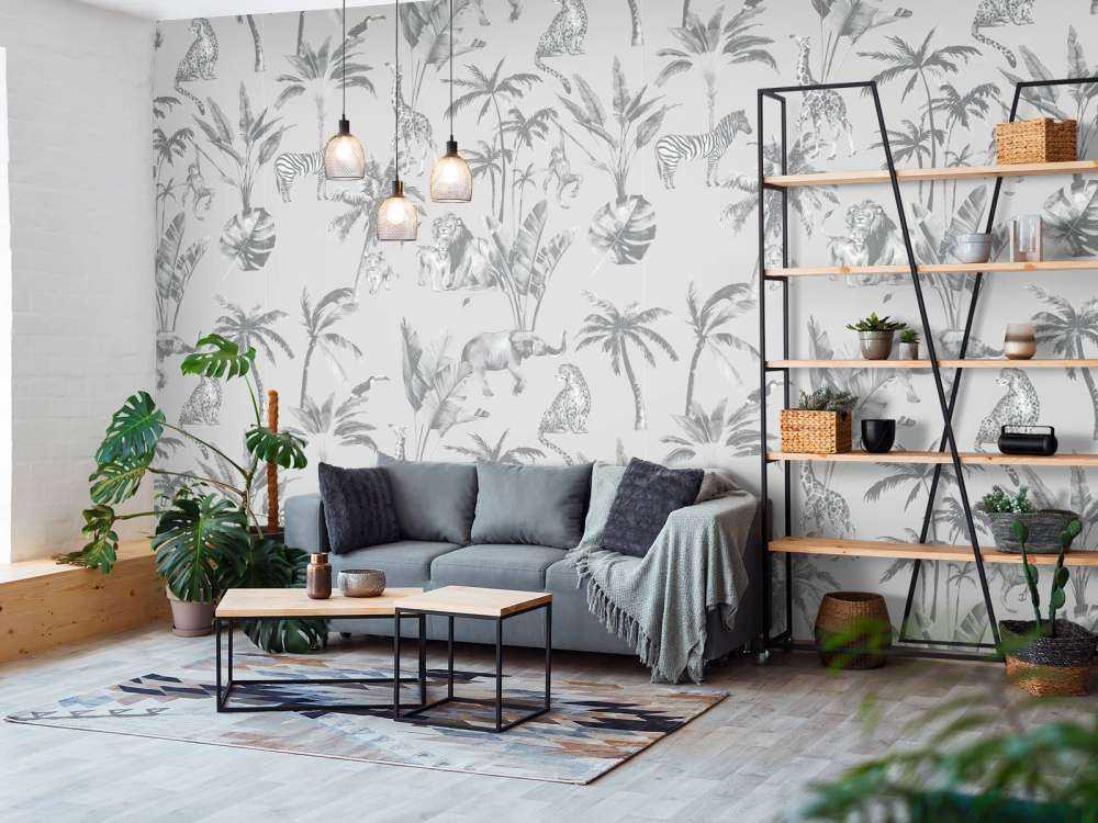 Motif de la jungle animale en gris