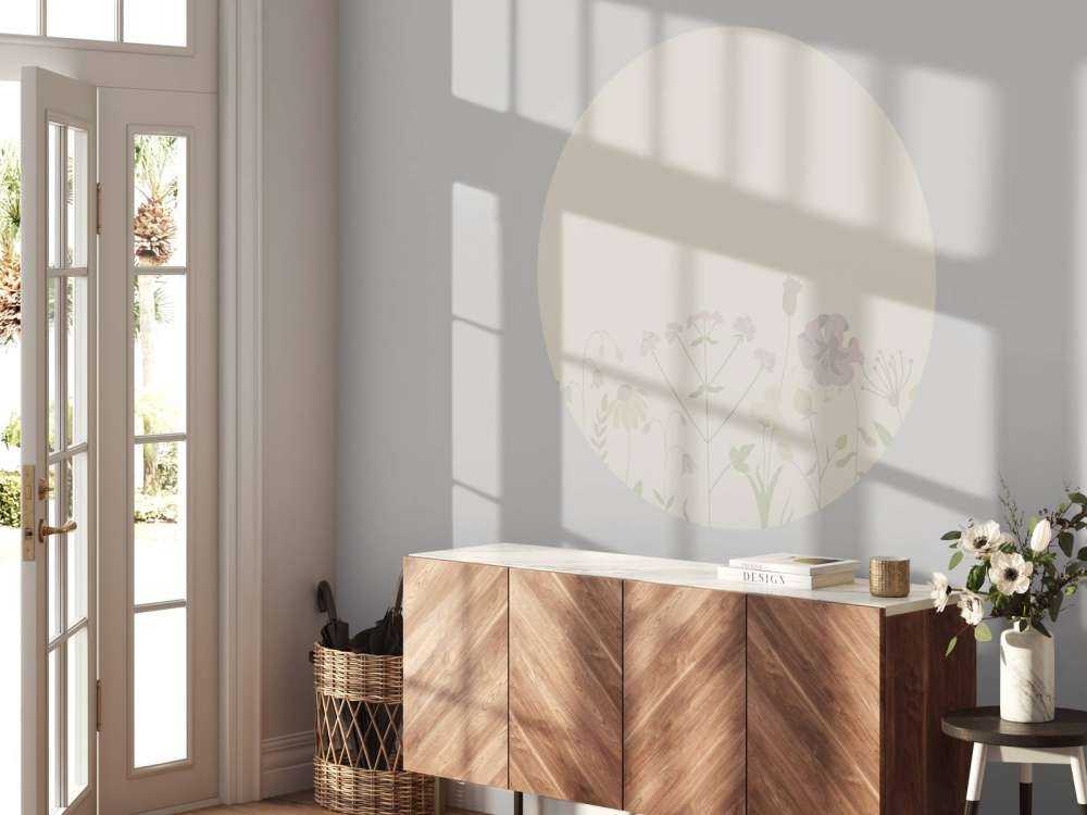 Champ de fleurs beige et vieux rose