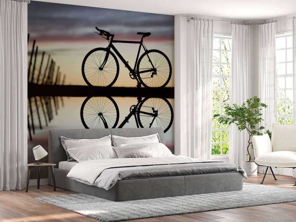 Vélo de course au coucher du soleil