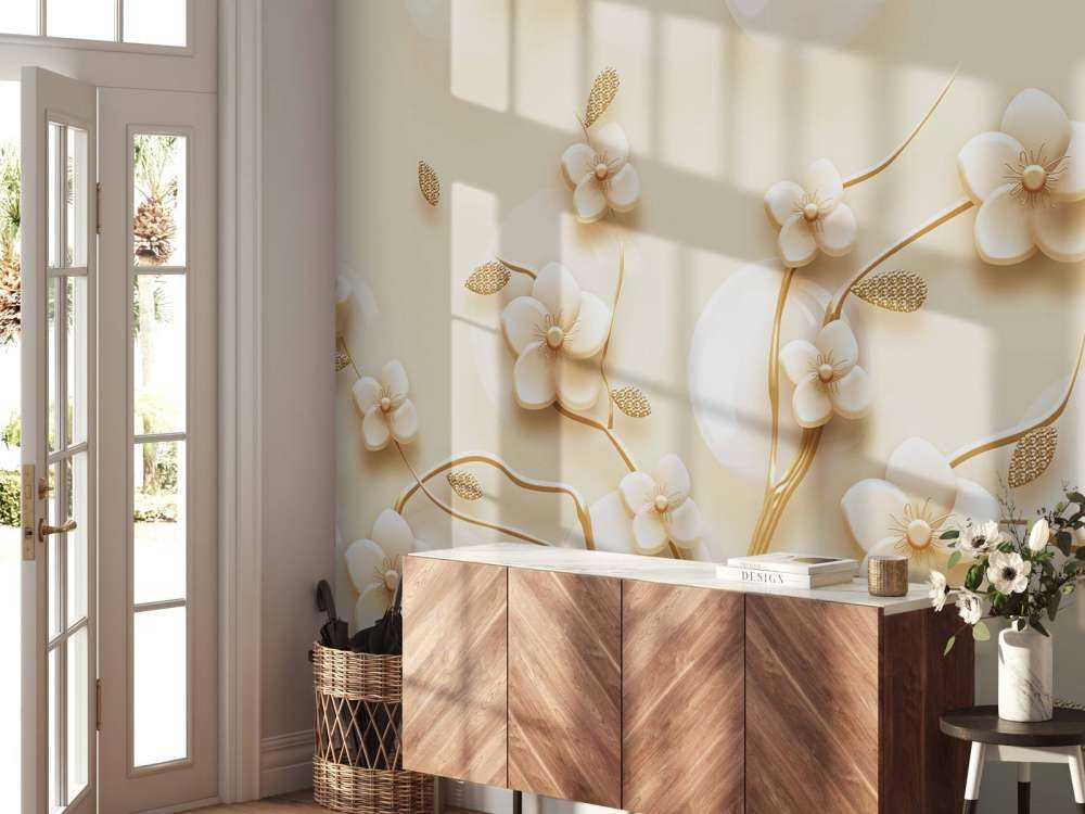 Branche dorée avec des fleurs