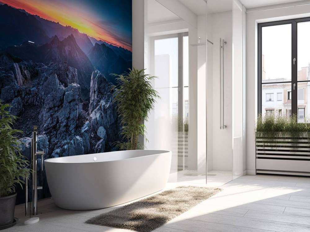 Aspect rocheux au lever du soleil
