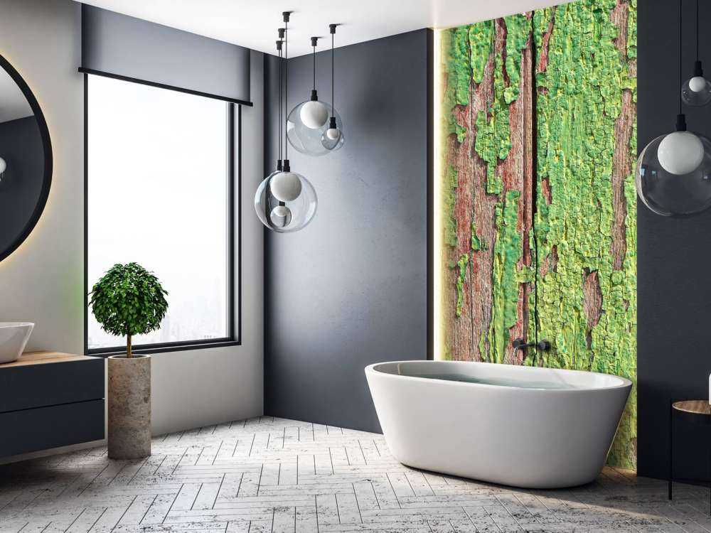 Bois vieilli avec une couche de peinture verte