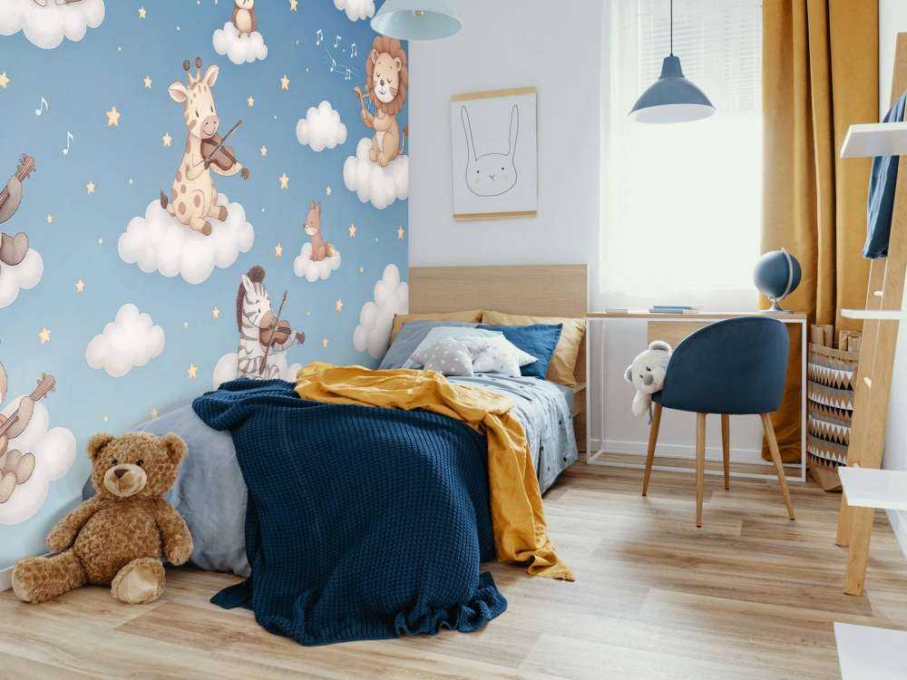 Concert d'oiseaux dans les nuages - bleu