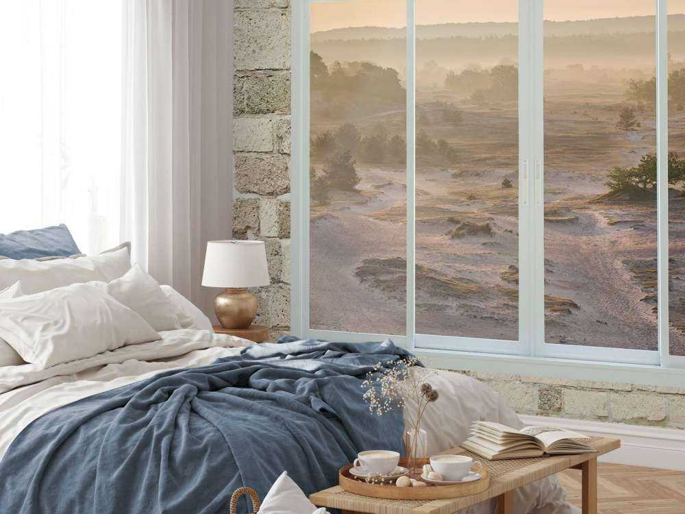 Dune de sable dans la brume du matin