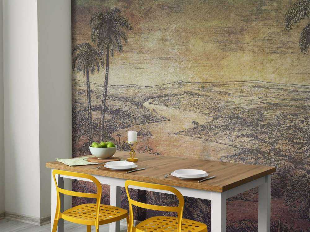 Paysage fluvial tropical au coucher du soleil