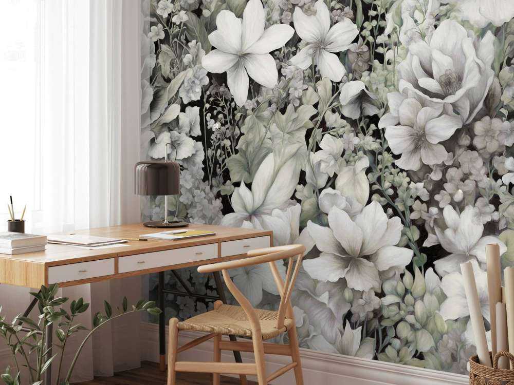 Festival des fleurs sans couture - marron clair