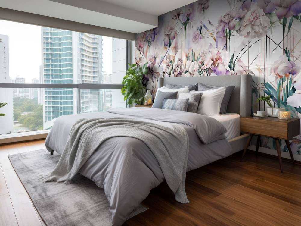 Immenses iris aquarelle roses