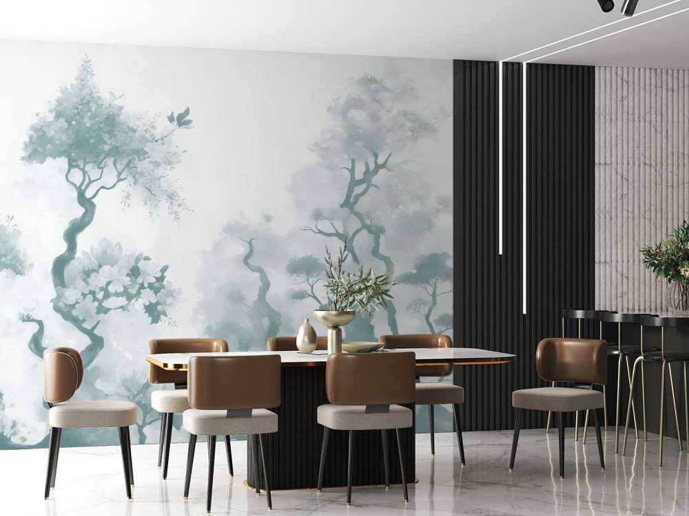 Arbres en fleurs verts