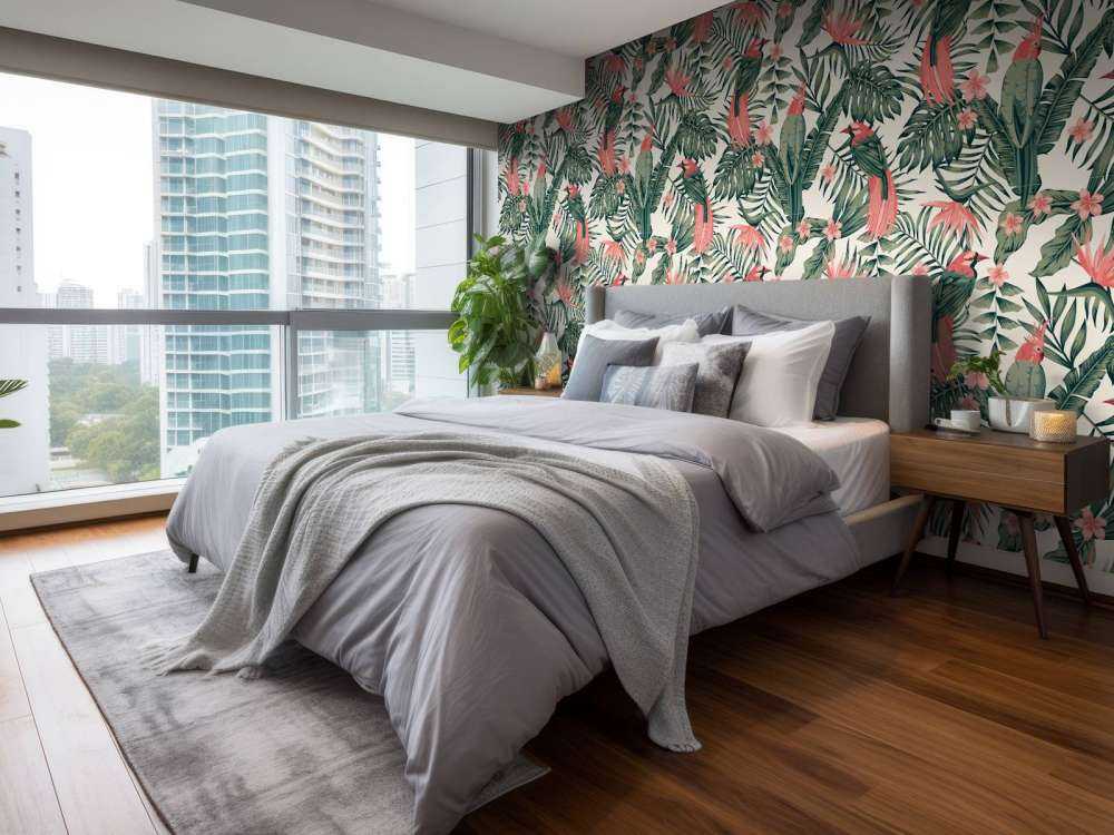 Plantes, fleurs et oiseaux tropicaux