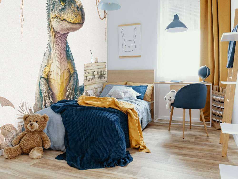 Bébé T-rex dans la jungle taupe