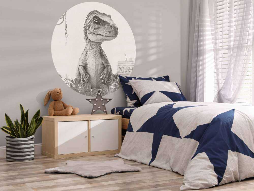 Bébé T-rex dans la jungle beige