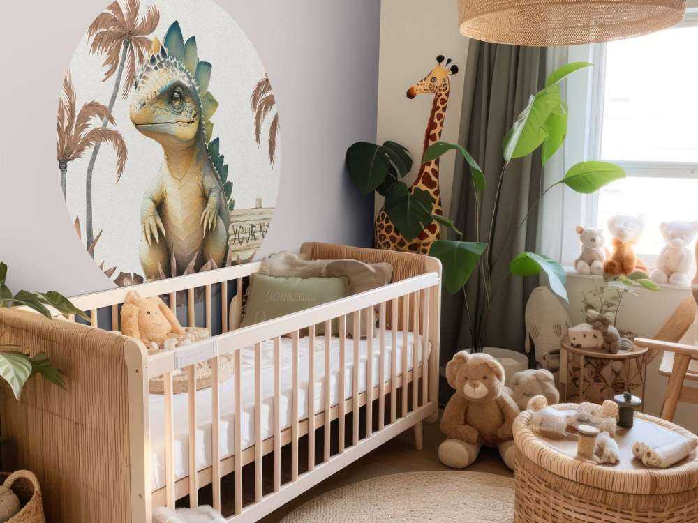 Bébé stégosaure dans la jungle taupe