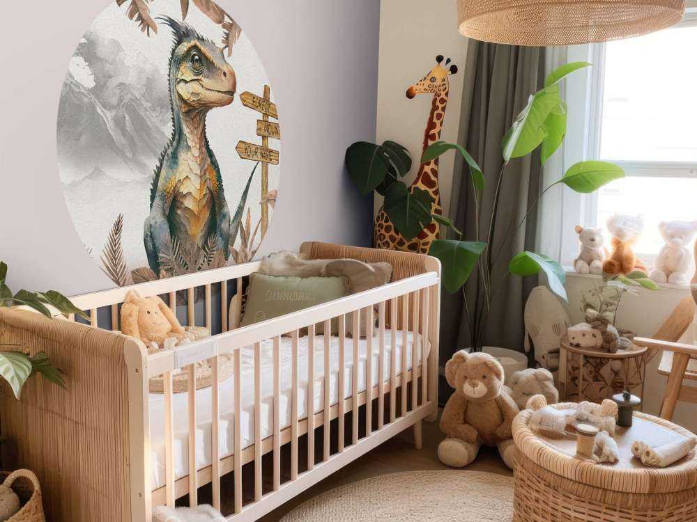 Bébé vélociraptor dans la jungle taupe