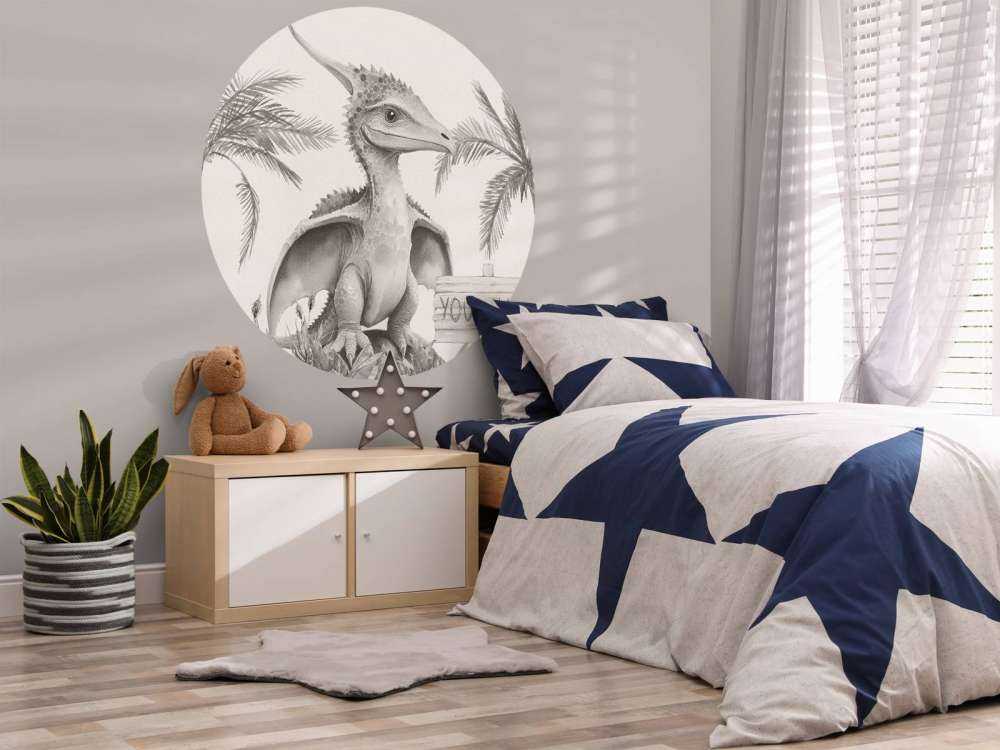 Bébé ptéranodon dans la jungle beige