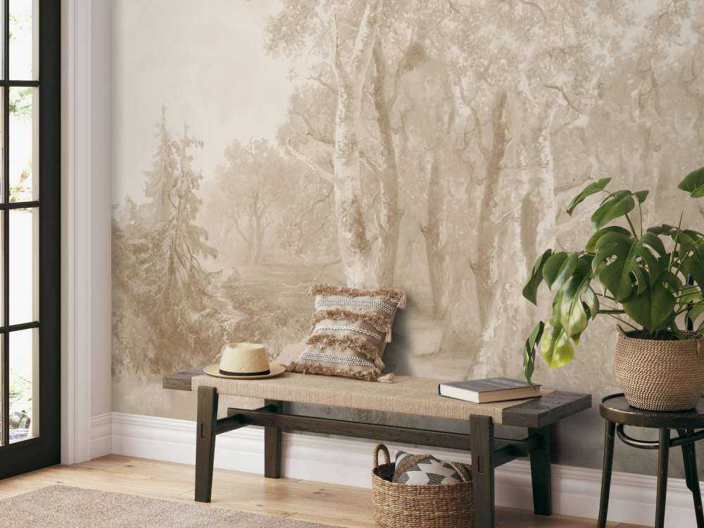 Paysage forestier panorama beige