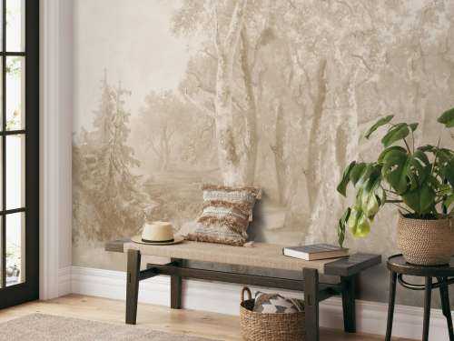 Paysage forestier panorama beige