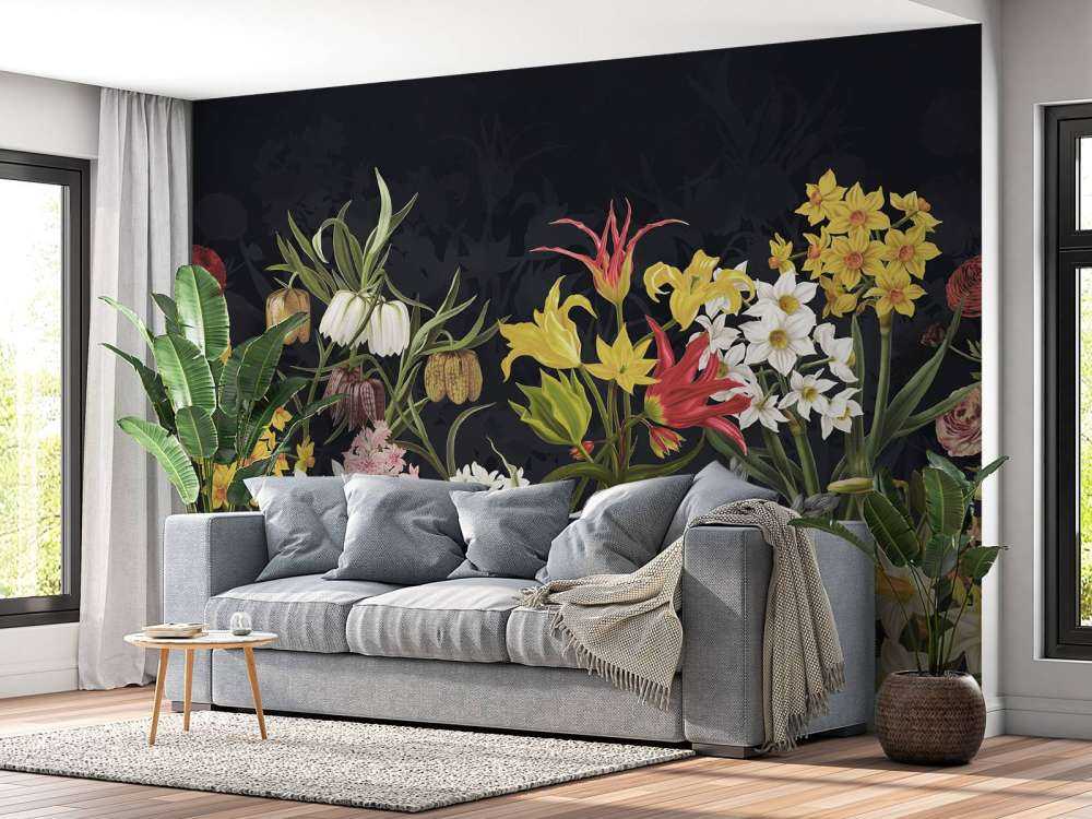 Fleurs de printemps - Givre argenté gris