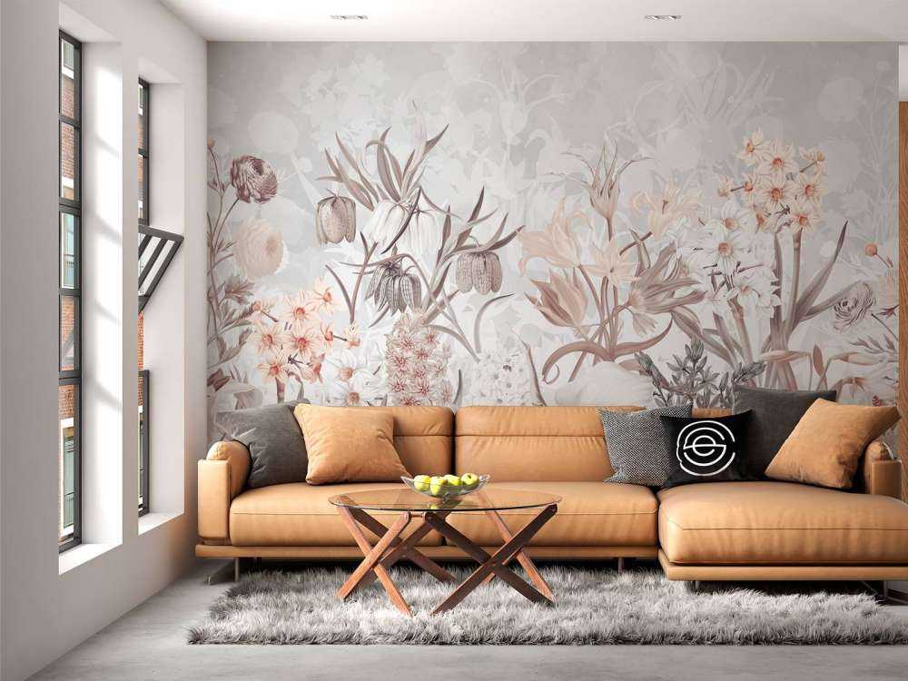 Fleurs de printemps - Gris éthéré