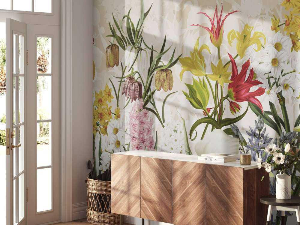 Fleurs de Printemps - Beige Miel Chaud