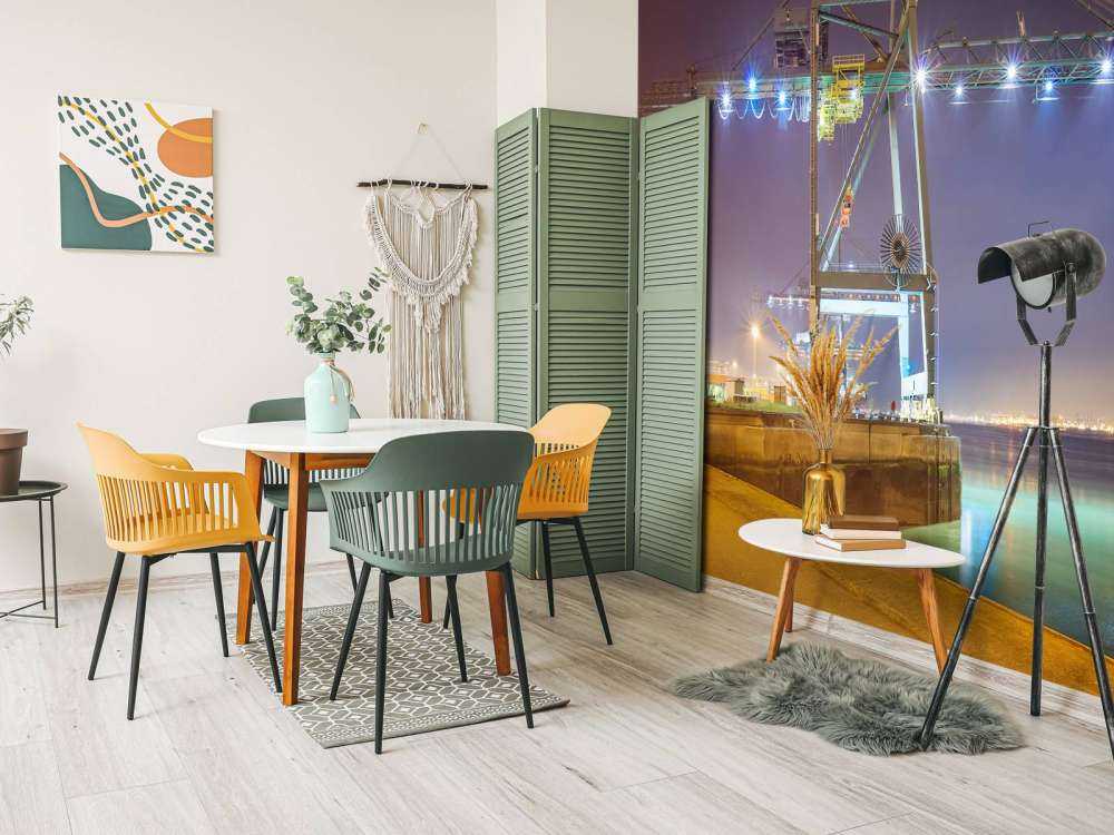 Vue nocturne du port illuminé d'Anvers