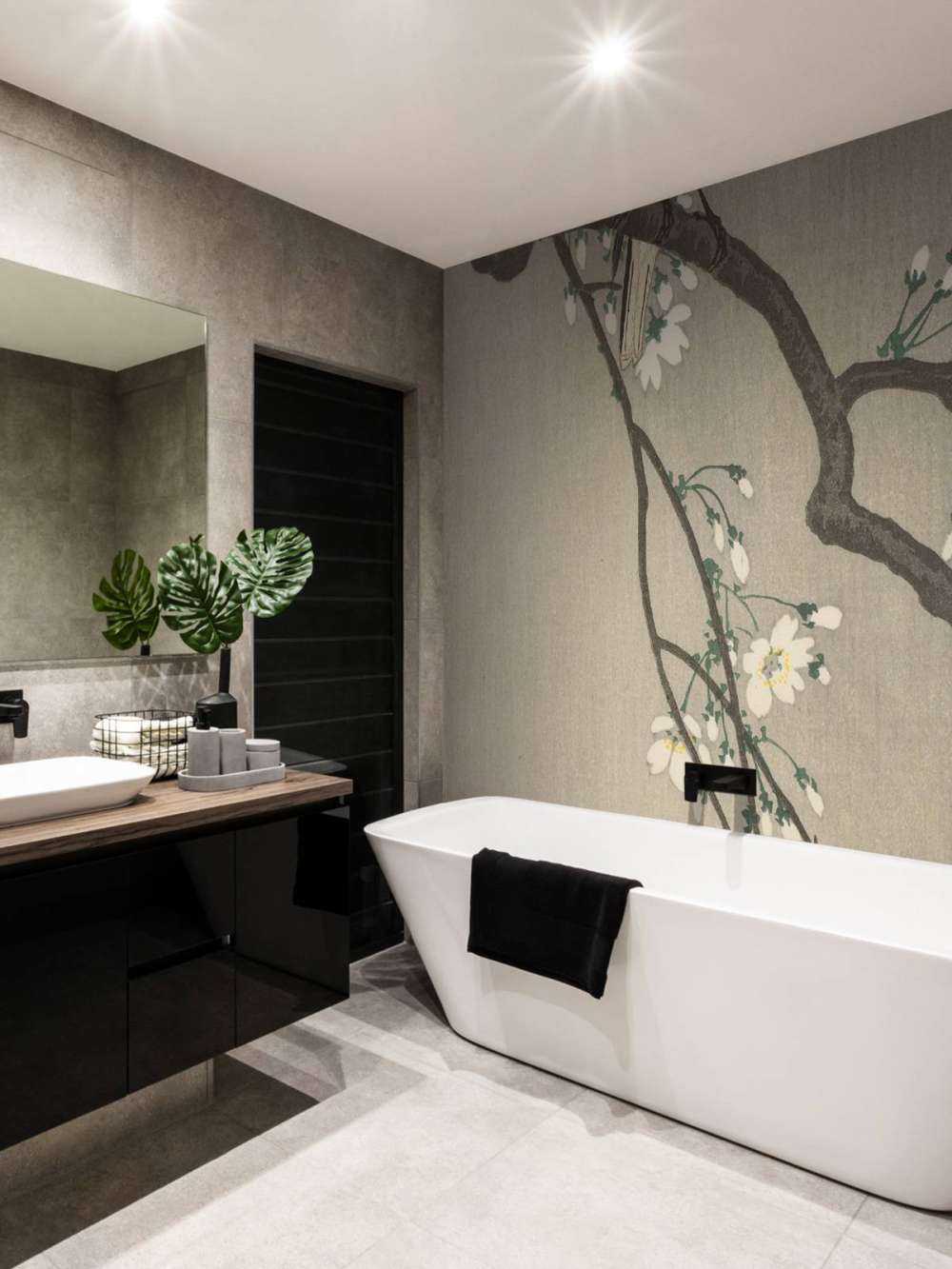 Nénés sur une branche fleurie