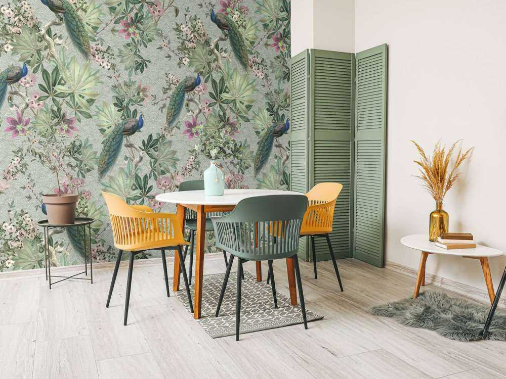 Paons de jardin vintage - vert menthe