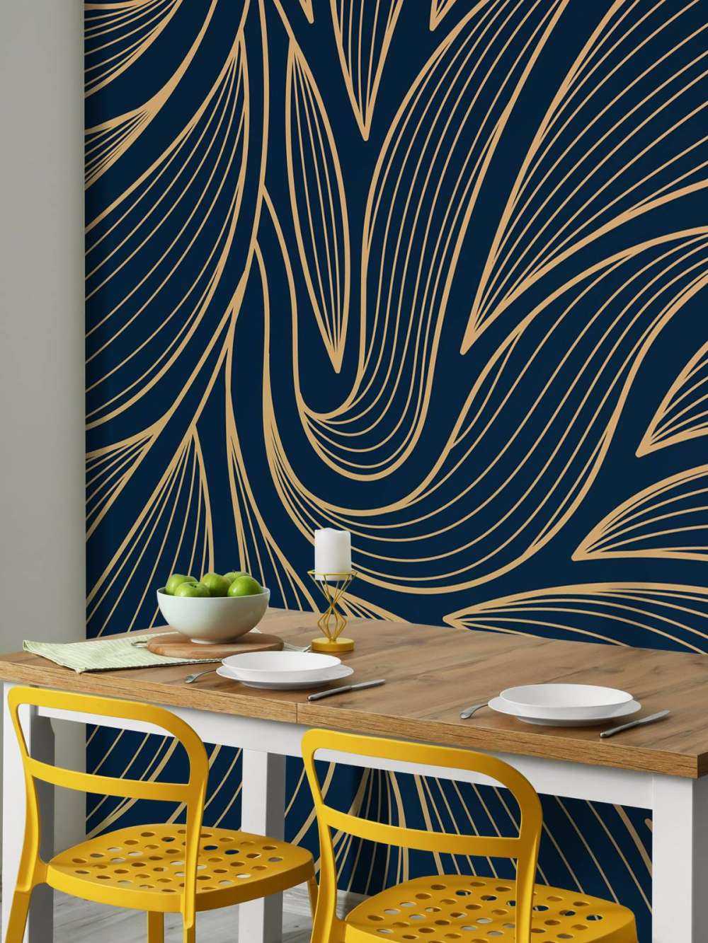 Fleurs art déco bleues