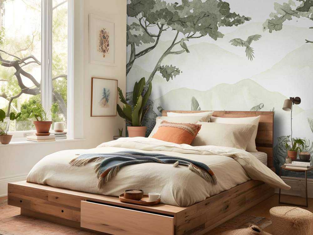 Félins de la jungle en vert d'eau