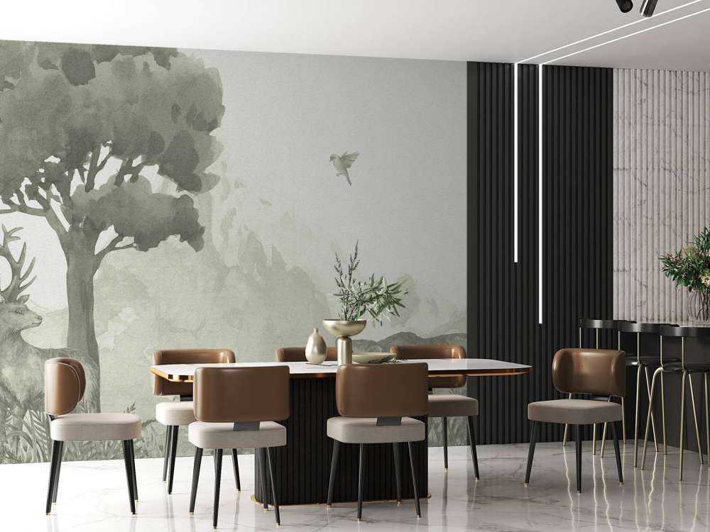 Animaux de la forêt en vert d'eau