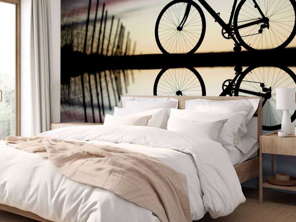 Vélo de course au coucher du soleil