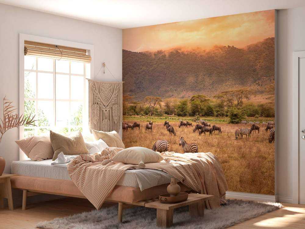 Paysage de savane avec des zèbres