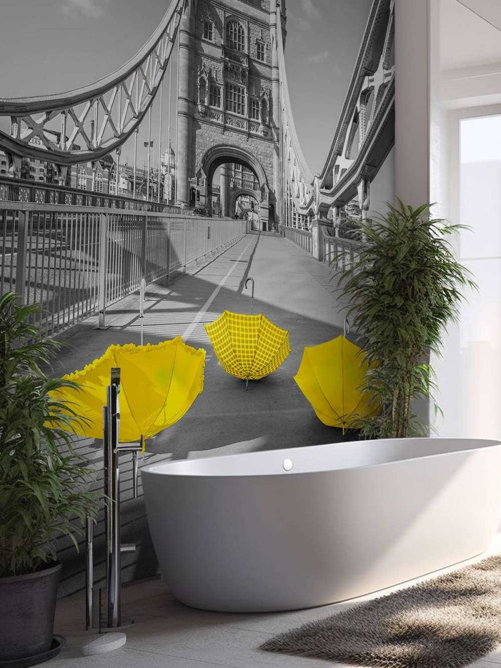 Parapluies jaunes sur le Tower bridge