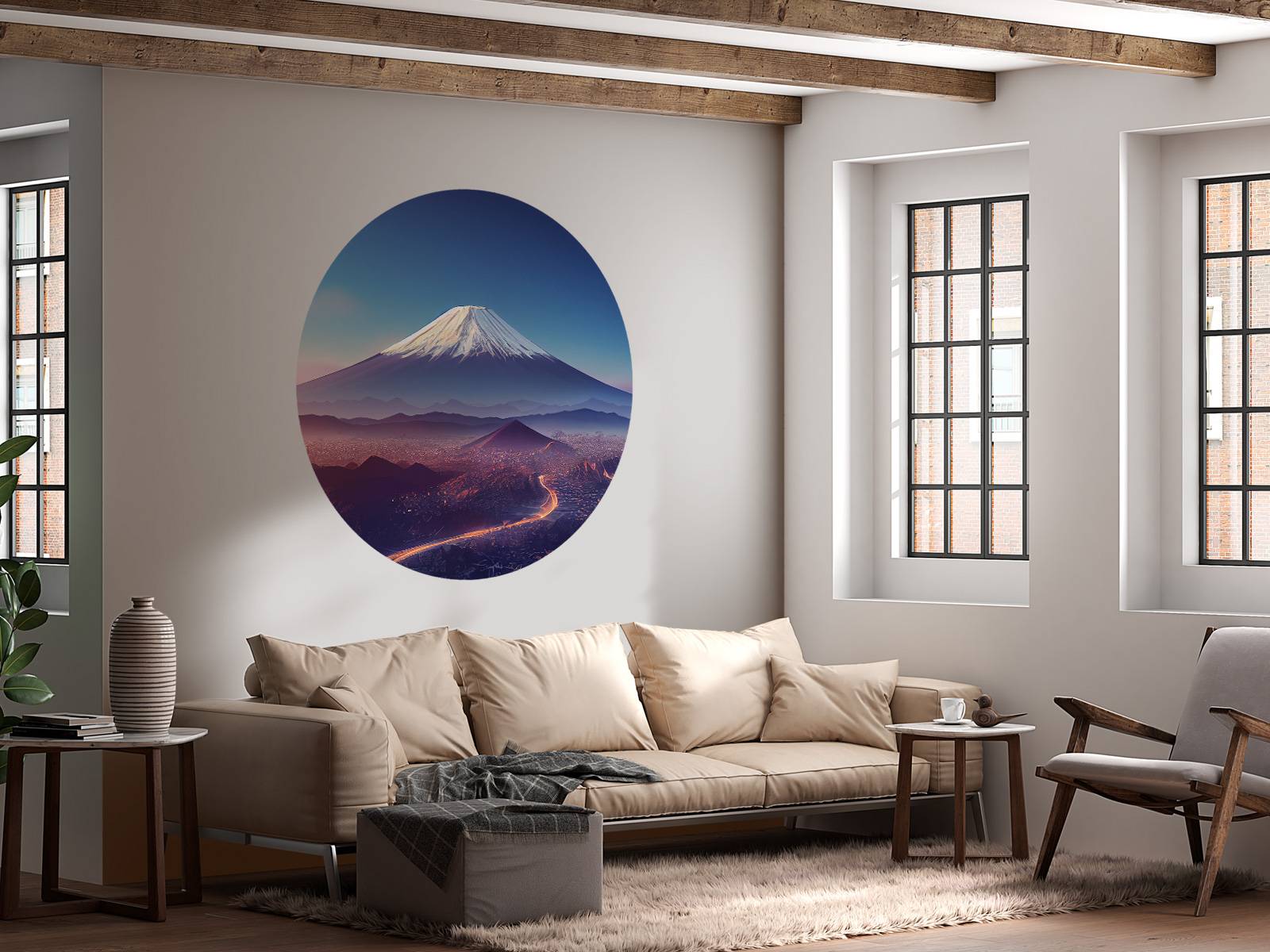 Tapisserie Murale Kyoto Rakushian – Mont Fuji Rouge, 170x10cm, Tissu Lin, Avec Boîte