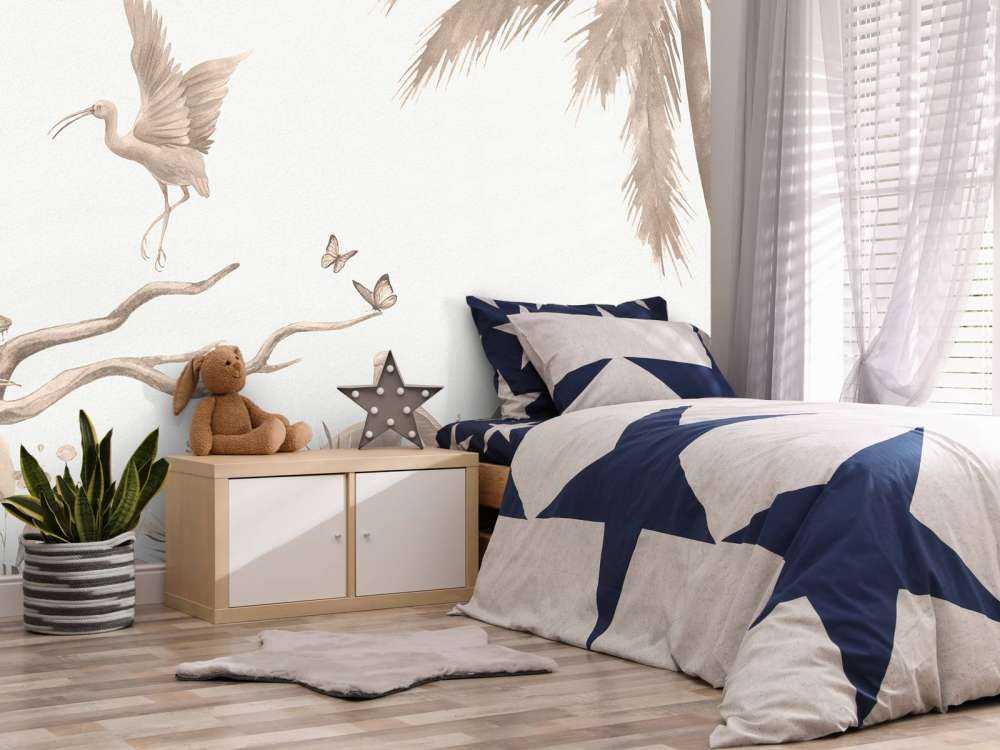 Branche avec animaux de la jungle en taupe