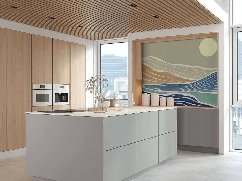 Vagues océaniques colorées avec le soleil