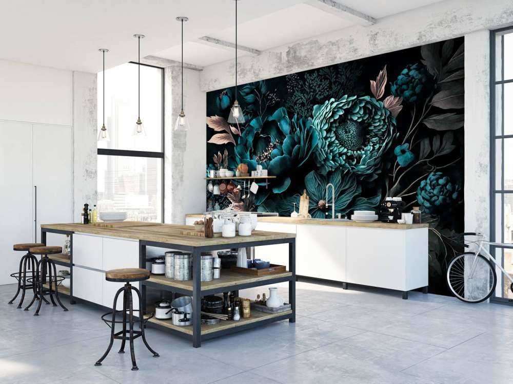 Ambiance Renaissance, fleurs mélancoliques turquoise
