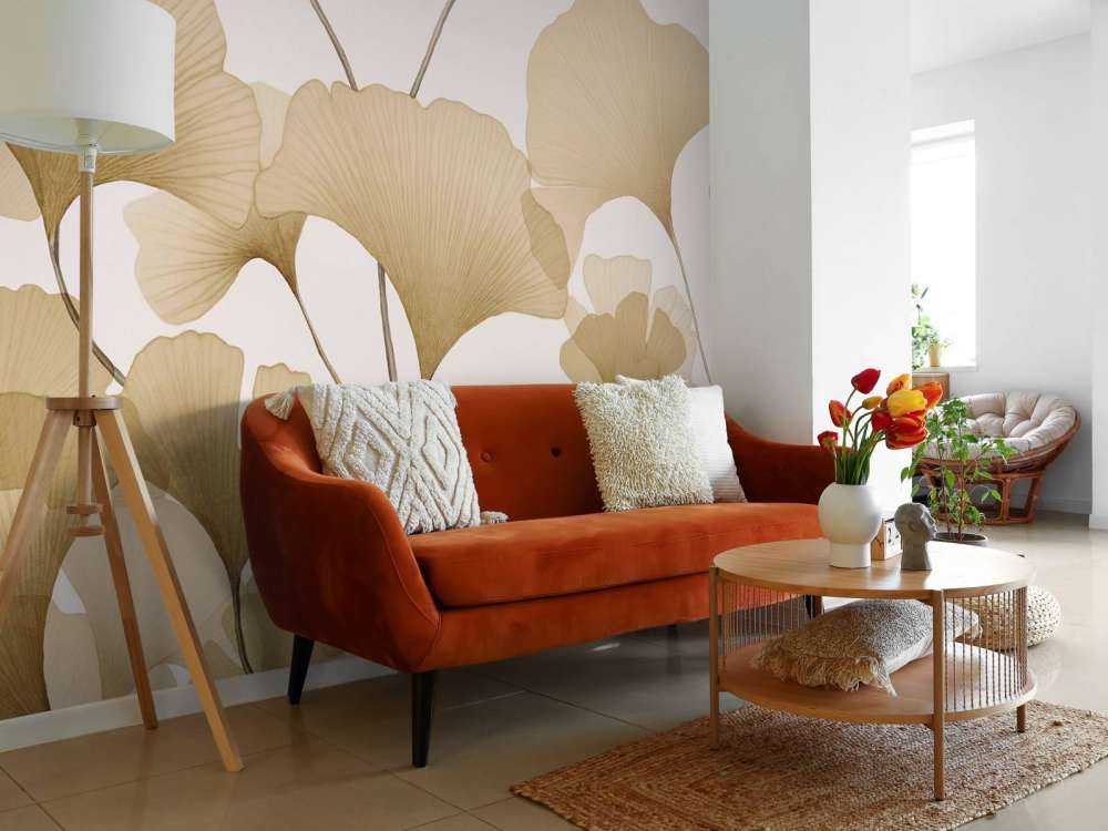 Tranquil gingko dreams soft beige