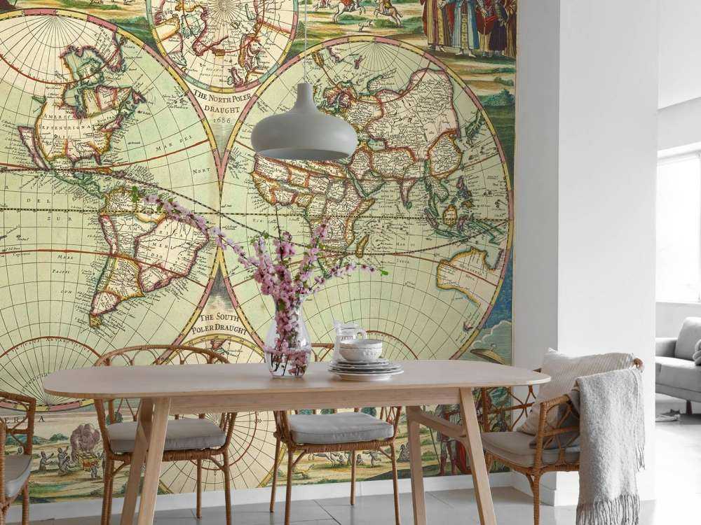Illustrated vintage world map