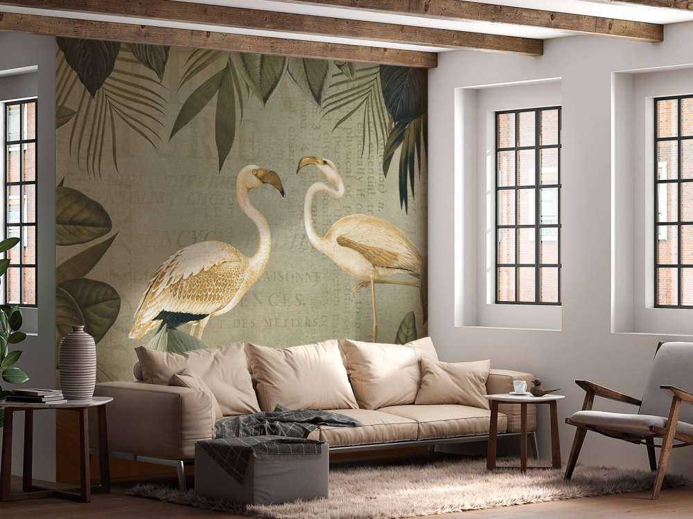 Oasis flamant vintage et ancien texte