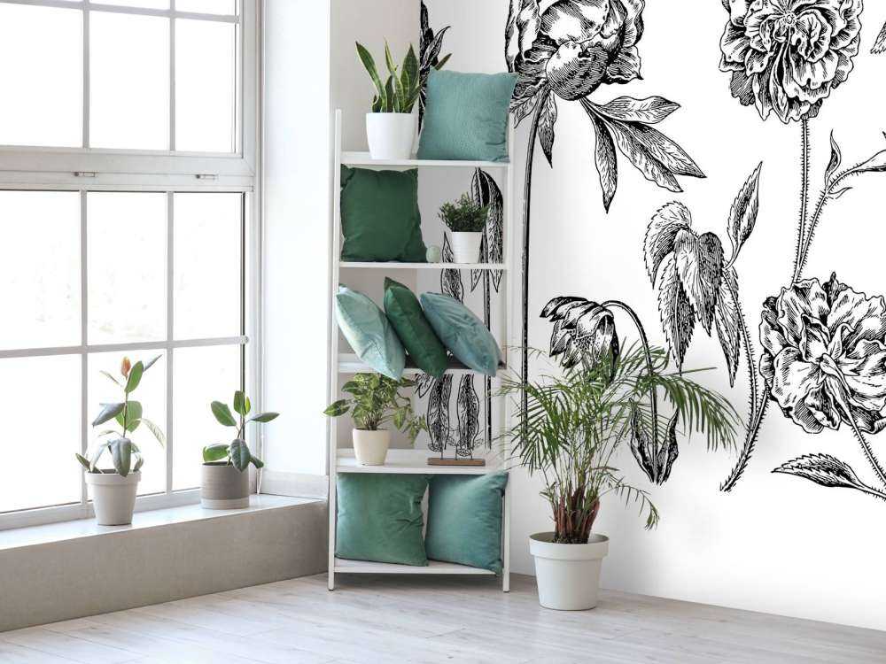 Historic flower drawings black and white rep