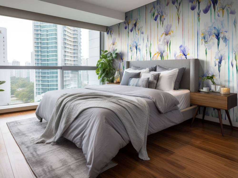 Iris et rayures pastel sans couture