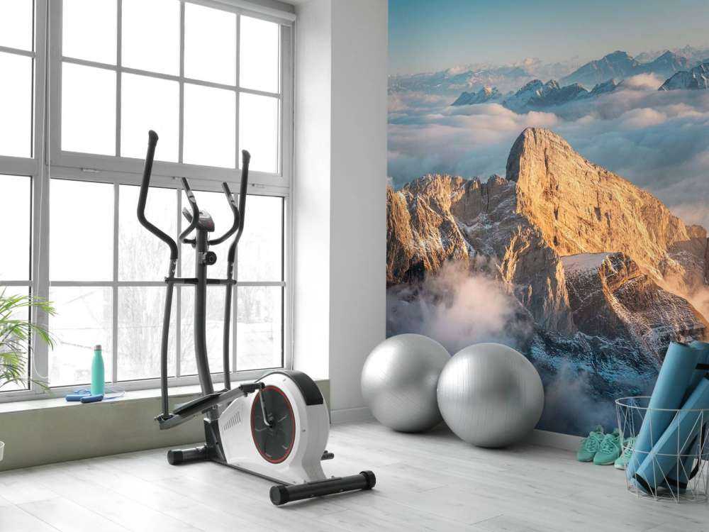 Sommet enneigé dans la lueur du matin