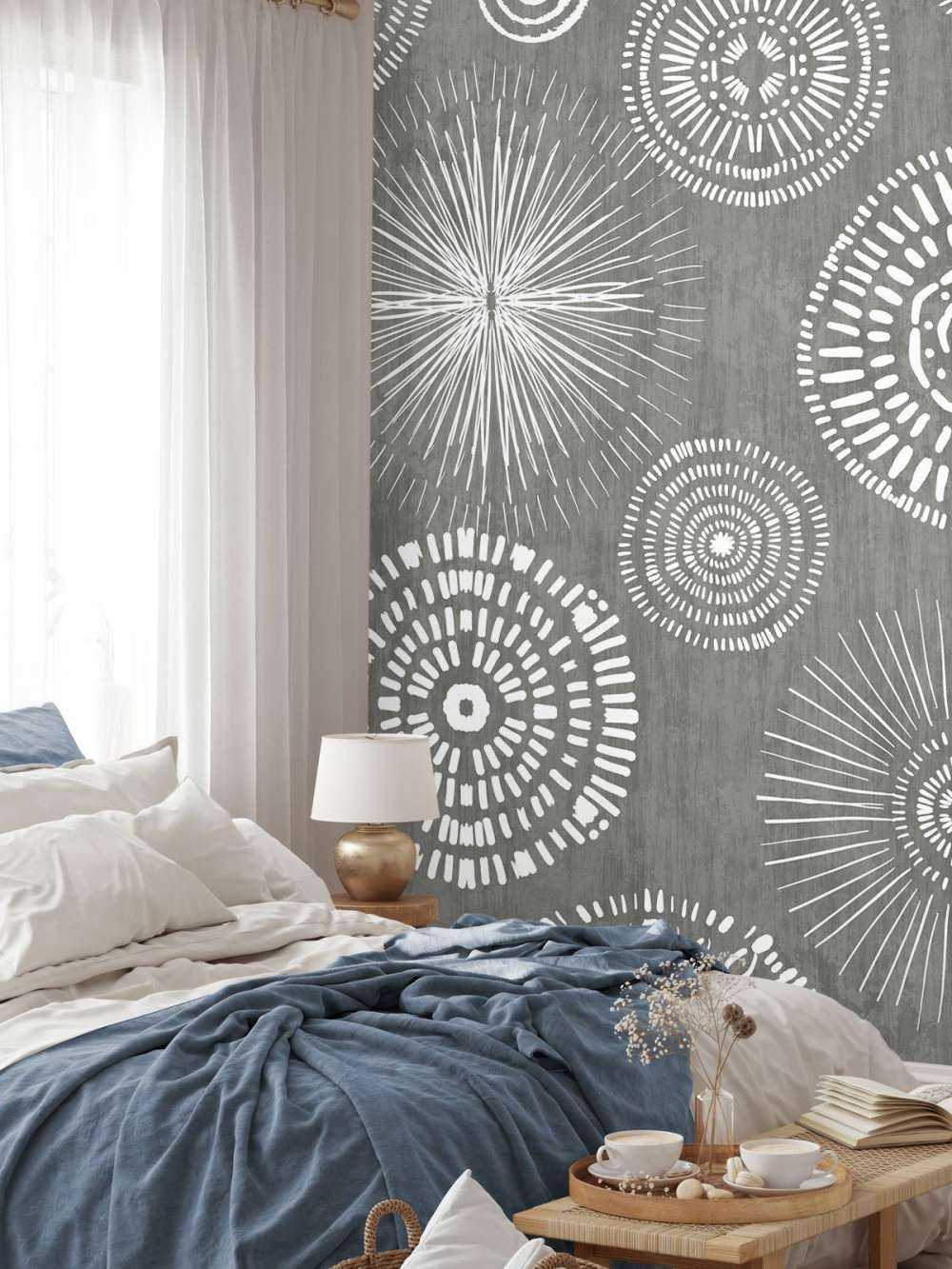 Cercles bohèmes gracieux blancs et gris