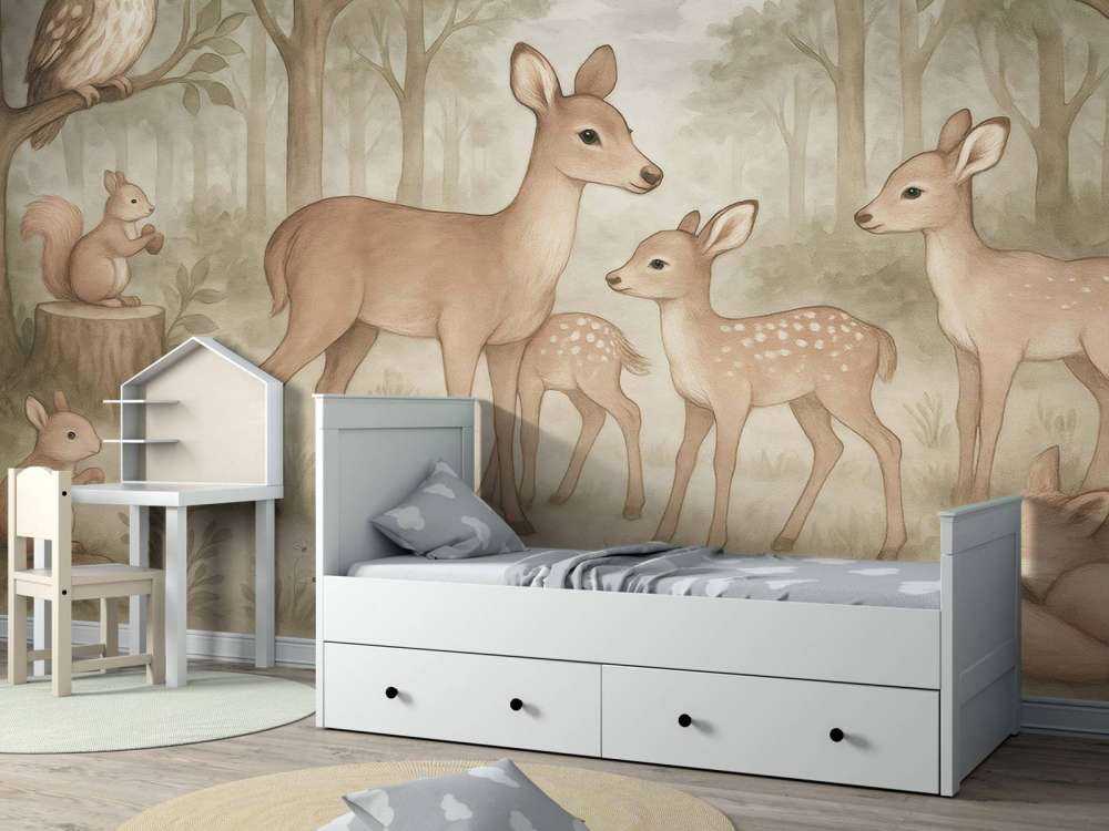 Animaux de la forêt au clair de lune.