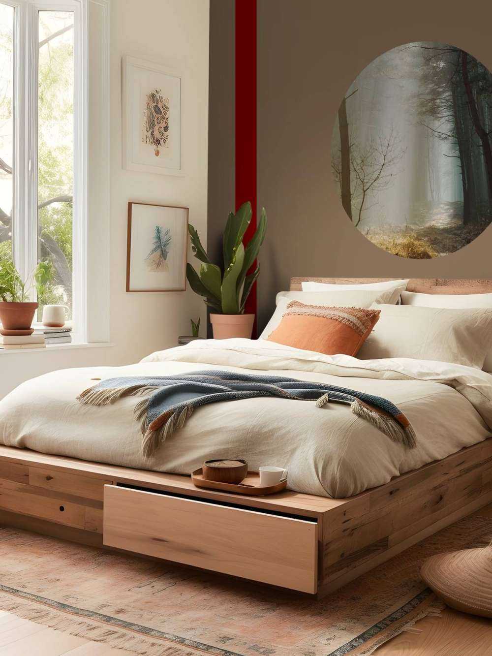 Rayons de lumière à travers la forêt