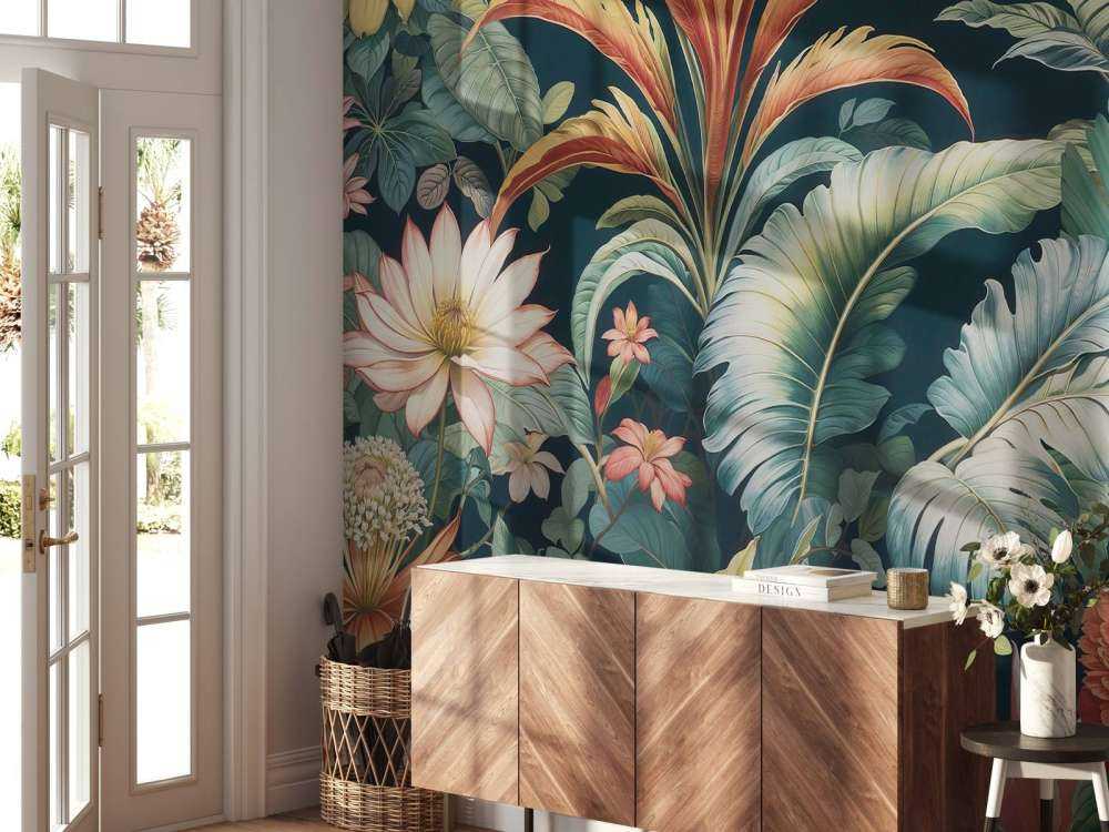 Fleurs tropicales aux couleurs profondes