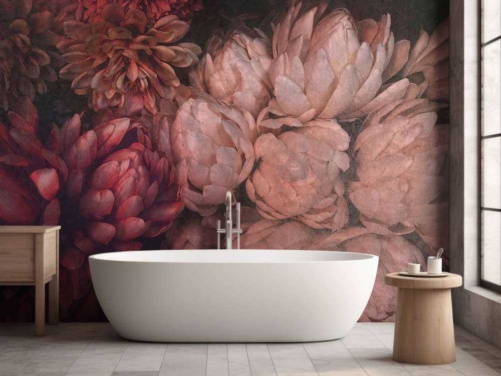 Chrysanthèmes en teintes profondes de rose rouge